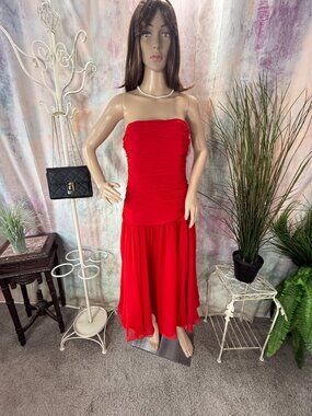 📌Silk Studio Hot Red Silk Cocktail - Homecoming - Formal Cruise Night Dress